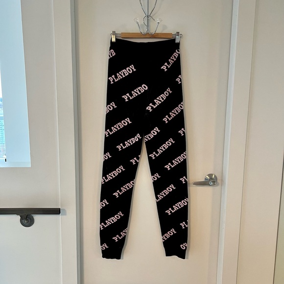 NWOT | Playboy X Missguided | High Waist Premium Knit Leggings | Size 4 | Black - Picture 6 of 9